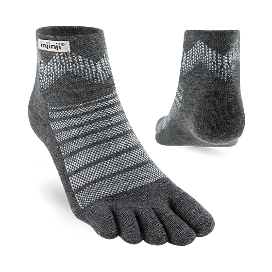 TerraToes Outdoor Mini-Crew Toe Socks — Slate