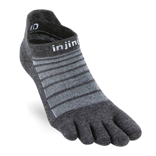 TerraToes Merino Run No-Show Toe Socks — Slate