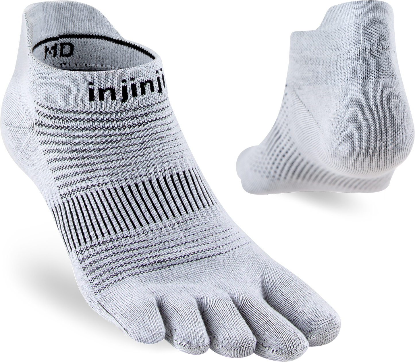 TerraToes Run No-Show Toe Socks — Grey