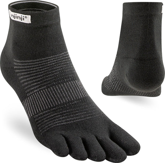 TerraToes Run Mini-Crew Toe Socks — Black