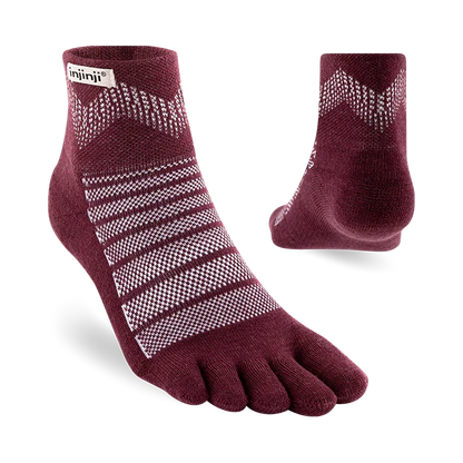 TerraToes Outdoor Mini-Crew Toe Socks — Garnet