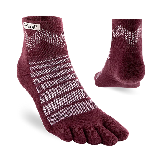 TerraToes Outdoor Mini-Crew Toe Socks — Garnet