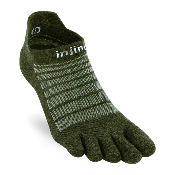 TerraToes Merino Run No-Show Toe Socks — Forest