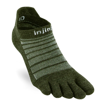 TerraToes Merino Run No-Show Toe Socks — Forest