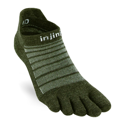 TerraToes Merino Run No-Show Toe Socks — Forest