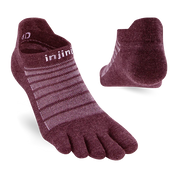 TerraToes Merino Run No-Show Toe Socks — Garnet