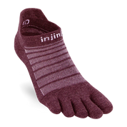 TerraToes Merino Run No-Show Toe Socks — Garnet