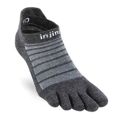 TerraToes Merino Run No-Show Toe Socks — Slate