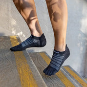 TerraToes Merino Run No-Show Toe Socks — Slate