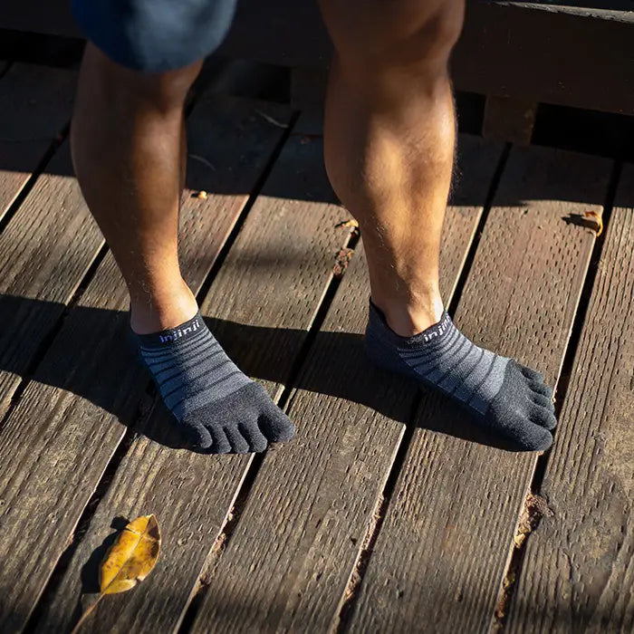 TerraToes Merino Run No-Show Toe Socks — Slate