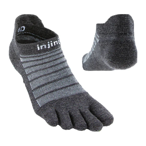 TerraToes Merino Run No-Show Toe Socks — Slate