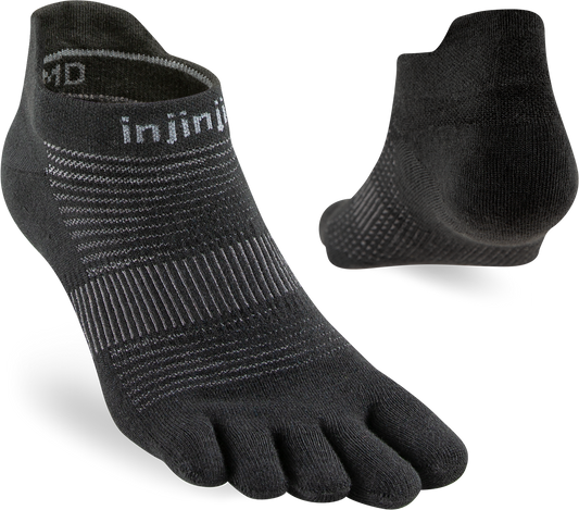 TerraToes Run No-Show Toe Socks — Black