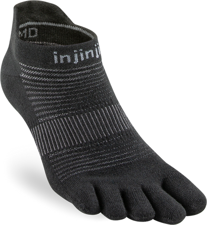 TerraToes Run No-Show Toe Socks — Black