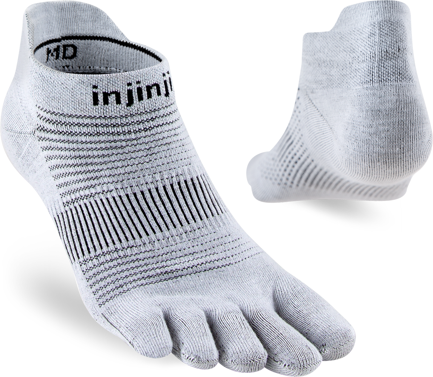 TerraToes Run No-Show Toe Socks — Grey
