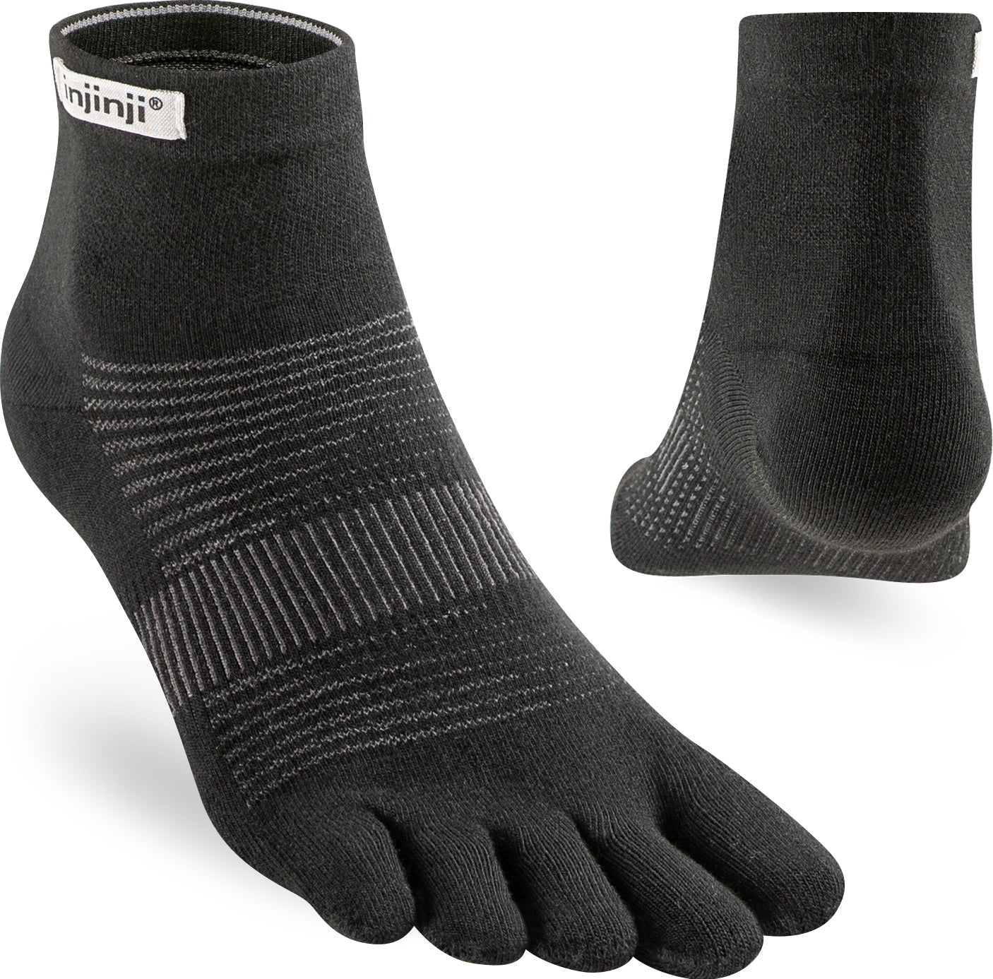 TerraToes Run Mini-Crew Toe Socks — Black