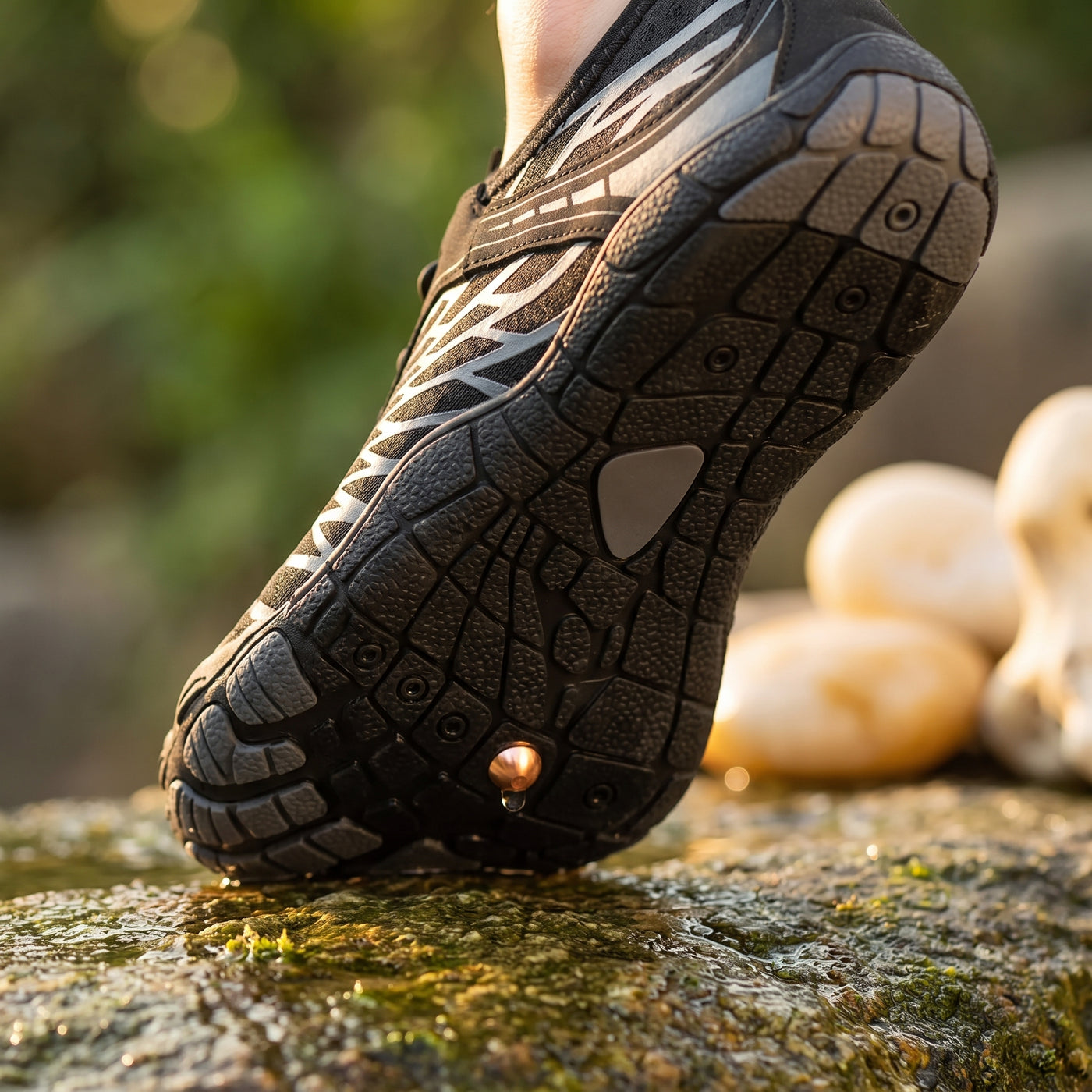 Close-up of the conductive copper stud in the SkinPro outsole